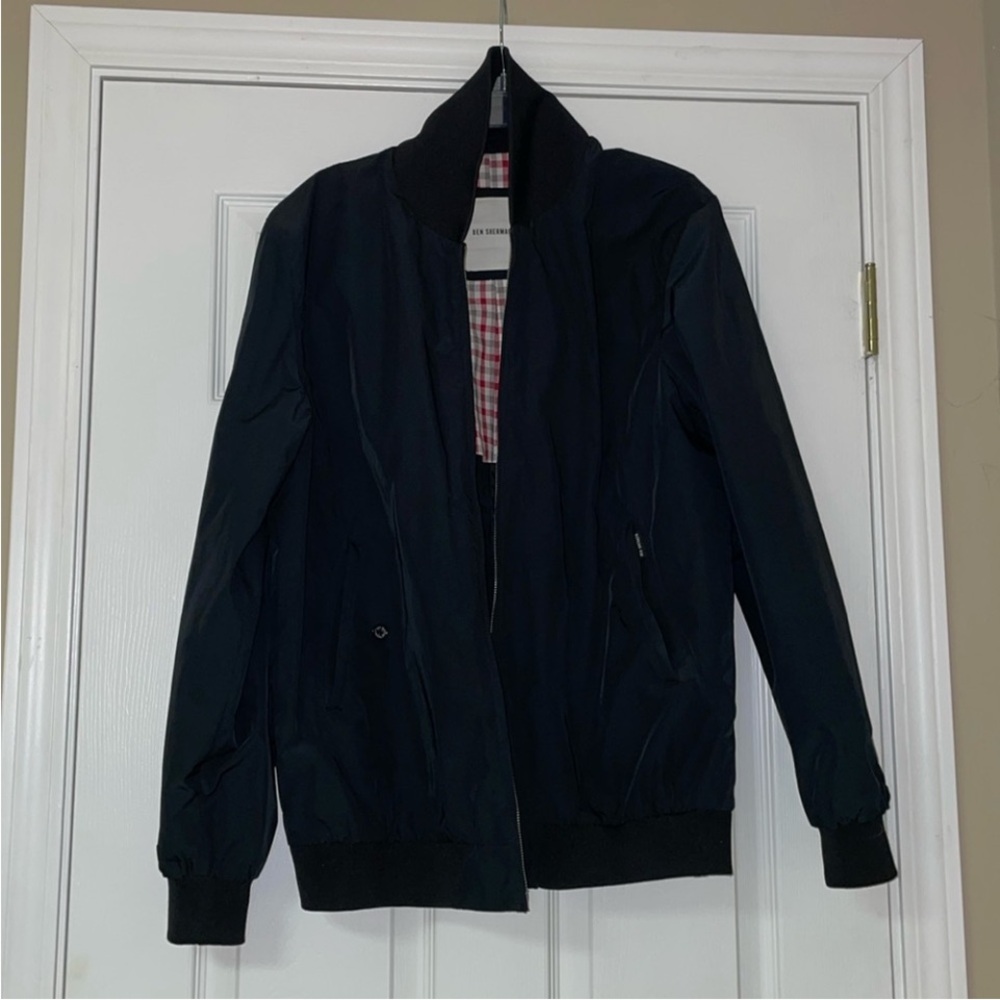 Ben Sherman Black Bomber Jacket with Stand-Up Collar